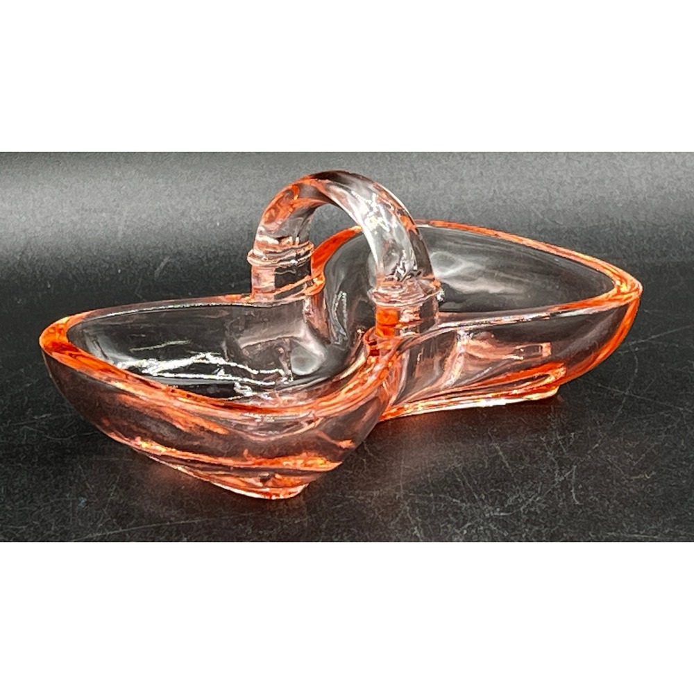 Vtg Heisey Yeoman Pink Depression Glass Bow Tie Flamingo Dish 3.75 x 1.75 in